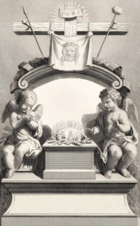 Allegory, The Passion of the Jesus Christ, steel engraving 1853, digitally restored