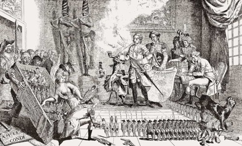 Caricature of the Army of the Émigrés, Louis VI. Henri Joseph de Bourbon, prince de Condé, 1793