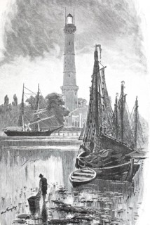 The lighthouse of Swinemünde in 1890, today Swinoujsciem, town in West Pomerania, Poland, digital