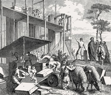 Servius Tullius building a temple to Diana on the Aventine Hill, ancient Rome, 6th century BC