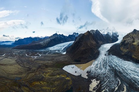 Stunning aerial shot capturing the expansive beauty of Vatnajökull Glacier at Vatnajökull National