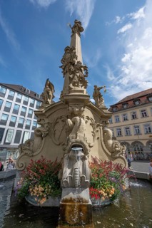 Four-tube fountain, Baroque fountain from the 18th century, Beim Grafeneckart 12, Würzburg, Lower