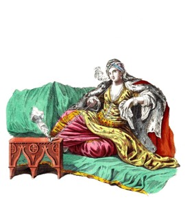 Historical clothing, fashion in the course of time, clothing of a noble lady from Turkey around