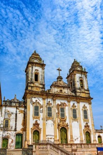 Facade of a historic baroque church in Pelourinho, city of Salvador, Bahia, Pelourinho, Salvador,