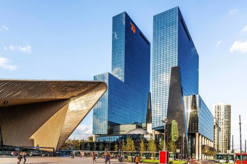 Delftse Poort skyscraper, right next to Central Station, Rotterdam, Netherlands