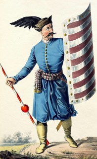 Keme, legendary Hungarian military leader, Historical, digitally restored reproduction from a 19th