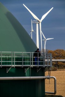Biogas plant, the gas is produced from various biomass, including waste from the food industry, the