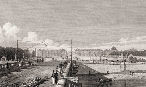 The Place de la Concorde, Paris, antique steel engraved print, 1831