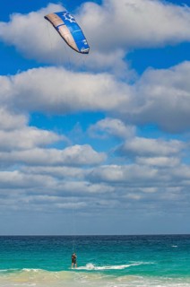 Wind-surfer in the sea. Santa Maria. Sal. Cabo Verde. Africa