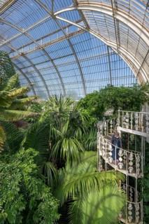 Cast-iron spiral staircase, Palm House, oldest Victorian greenhouse in the world, Royal Botanic