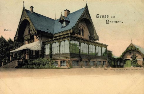 Historical postcard around 1900, Bremen, dairy, Germany, reproduction of a postcard, historical