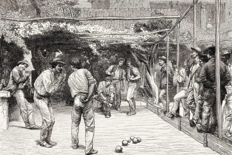 Men playing Bocce, Rome, Italy, 19th Century