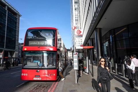 London, UK. February 25th 2026. A typical London red double decker bus heading towards London