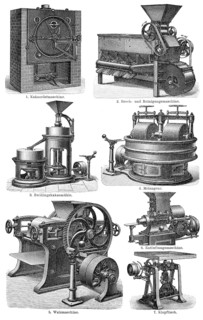 Historical illustration, 19th Century, machines for chocolate production, Maschinen für die