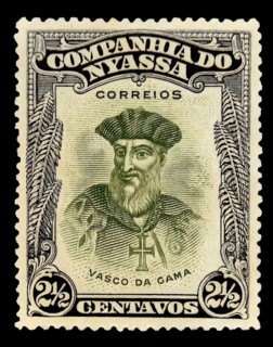 Postage stamp with a portrait of Vasco da Gama, Niassa Company, Portuguese colony of Mozambique