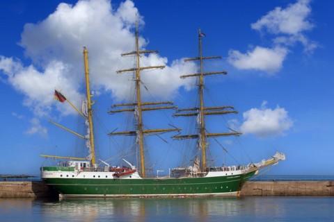 The sailing ship Alexander von Humboldt II on Heligoland, Heligoland, Schleswig-Holstein, Germany