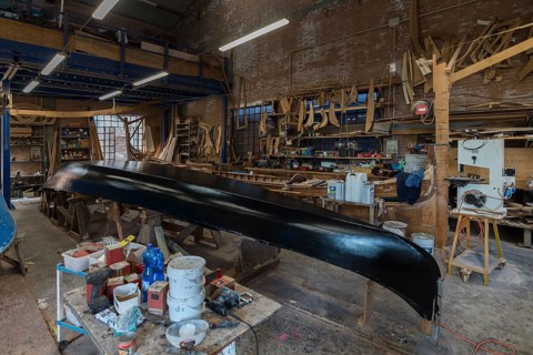 Construction of a gondola in a shipyard, Giudecca, Veneto, Italy