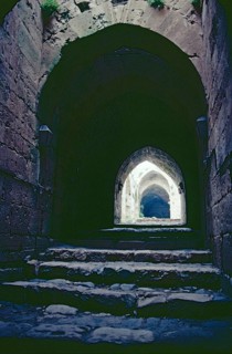Passage to upper castle, ascending gateway, bastions in the north-west corner, castle, Krak des