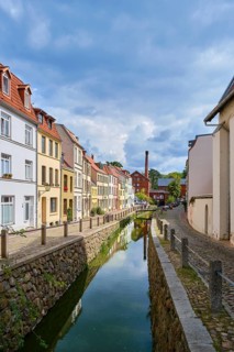 View along the Mühlengrube to the old town scenery in the Nikolaiviertel quarter, Hanseatic City of