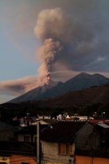 Volcanic Eruption of Fuego Volcano on 2018-02-01 seen from Antigua city, Sacatepequez, Guatemala