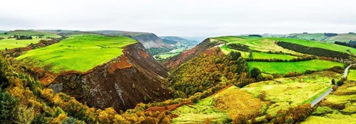 Autumn colours of Ffrwd Fawr Waterfall, Dylife, Llanbrynmair, Powys, Wales, UK