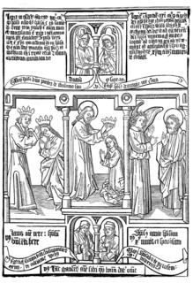 A leaf of the Bible for the Poor, Biblia Pauperum from the 15th century, historical, digital