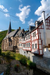 Monreal, idyllic half-timbered village in the Elz valley, in the district of Mayen-Koblenz in