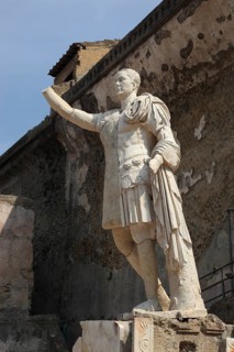 Statue of di M. Nonio Balbo, Nonius Balbus, in the ruined city of Herculaneum, Campania, Italy