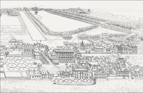 Old Whitehall palace, Westminster, London, England, ca 1700