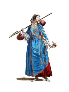 Historical clothing, fashion over time, traditional costume of a woman from Persia in the 18th