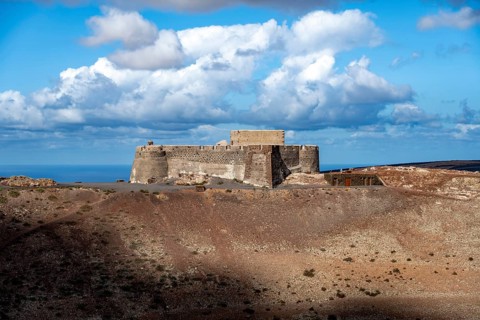 Castillo de Santa Barbara Castle on Guanapay Volcano Crater, Lanzarote, Canary Islands, Spain