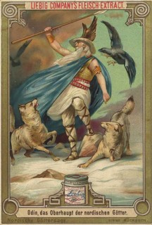 Picture series Norse mythology, Odin, the head of the Norse gods, Liebig picture, digitally