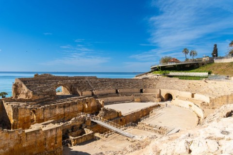 Ancient Roman amphitheatre, United Nations World Heritage Site in Tarragona, Spain