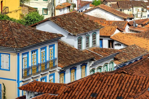 Historic houses with colonial architecture in the city of Ouro Preto, Minas Gerais, Ouro Preto,