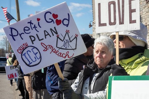Detroit, Michigan USA - 28 March 2026 - People gathered at more than 100 'No Kings' rallies across