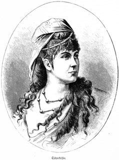 Circassian, portrait of a young Russian woman, brisk, serious look, long black hair, curly