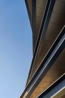Capturing the sleek lines and sharp angles of modern architecture, this image showcases the