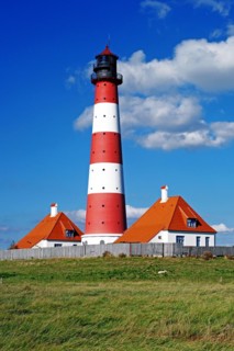The lighthouse of Westerhever near St. Peter Ording, Westerheversand, Schleswig-Holstein, Federal