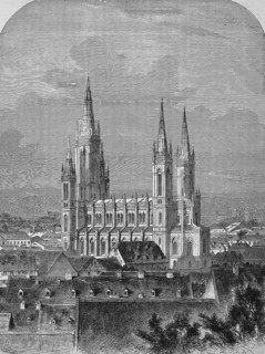 The neo-Gothic Market Church in Wiesbaden after its completion in 1863, Germany, Historical,
