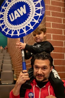 Three Rivers, Michigan USA - 29 March 2026 - Members of the United Auto Workers rally for better