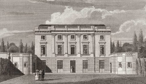 The Petit Trianon, Versailles, near Paris, antique steel engraved print, 1831