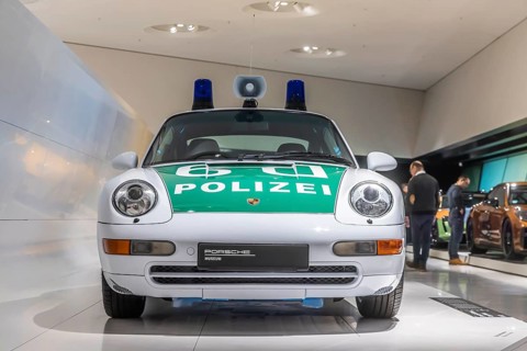 Porsche Museum Stuttgart-Zuffenhausen. Porsche 911 Carrera Coupé Police built in 1996. The