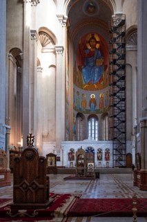 TBILISI, GEORGIA - AUGUST 19, 2023: Interior of Holy Trinity Cathedral