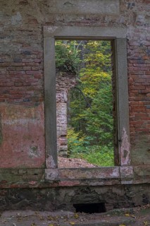 Ruins of the blue house. Scenic park Terezino udolí (Tercino údolí or Tereziino) located in the