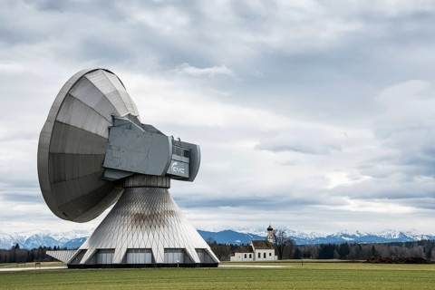 Radarstation, antennas der earth station Raisting, St. Johann Kapelle, Upper Bavaria, Bavaria,