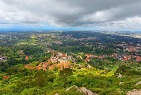 Sintra town, high angle view, Sintra, Portugal