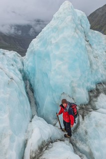 Mountaineers on glacier, Fox Glacier, Westland National Park, South Island, New Zealand