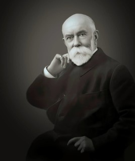 A portrait of Thomas Burberry, 1835 – 1926, an English fashion designer and the founder of the