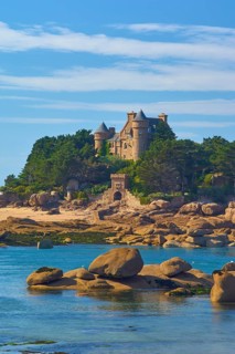 Costaeres Castle on the island of Costaeres, Tregastel, Ploumanach, Cote De Granit Rose, Cotes-d