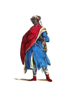 Historical clothing, fashion over time, traditional costume of an Arab Moor in the 18th century,